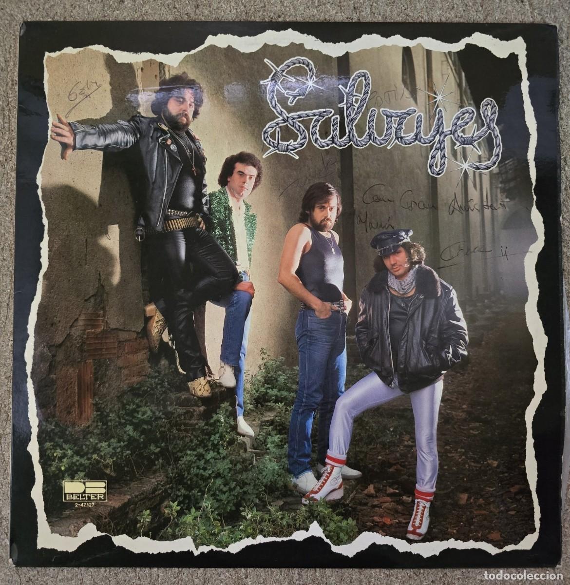 Discos de vinilo: Disco LP. Los Salvajes.Nacido para ser Salvaje.Portada firmada por la Banda