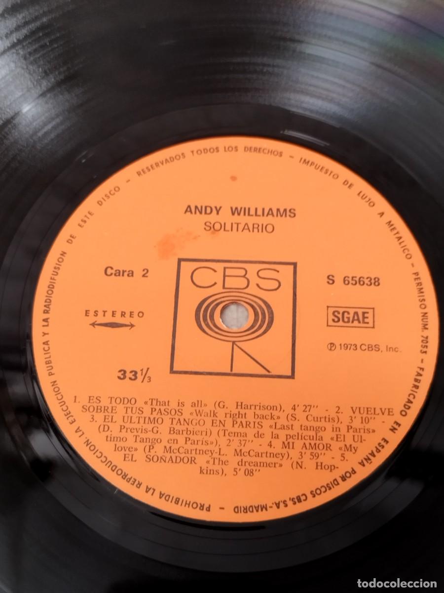 Discos de vinilo: Andy Williams &ndash; Solitaire. Vinilo lp en muy buen estado. - Foto 3