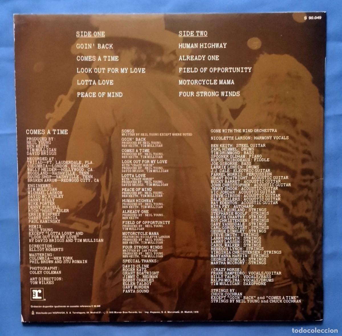 Discos de vinilo: Neil Young &ndash; Comes A Time LP 1978 Espa&ntilde;a - Foto 2