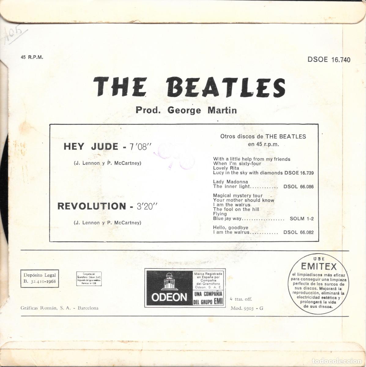 Discos de vinilo: Single - Hey Jude / Revolution - Beatles - Foto 2