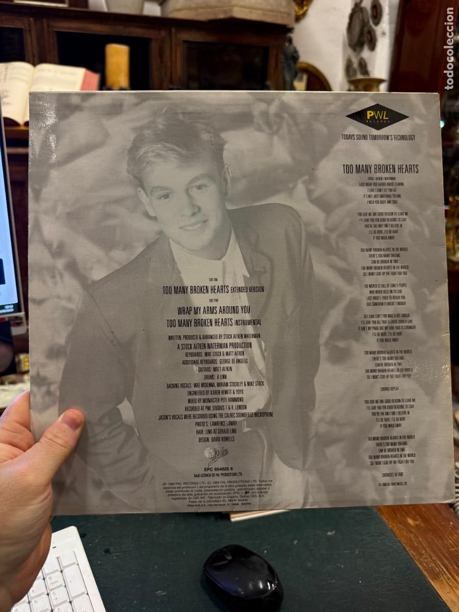 Discos de vinilo: LP JASON DONOVAN TOO MANY BROKEN HEARTS - Foto 2