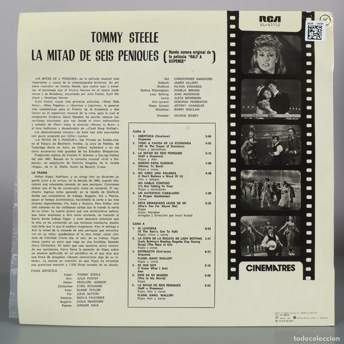 Discos de vinilo: LP. La Mitad de Seis Peniques - Tommy Steele - RCA - Foto 2
