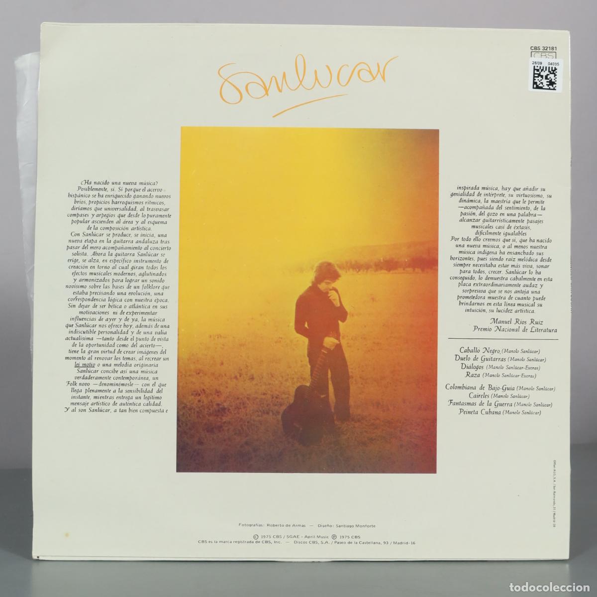 Discos de vinilo: LP. Sanl&uacute;car - Manolo Sanl&uacute;car - CBS - Foto 2