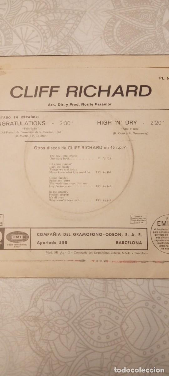 Discos de vinilo: Disco Single Congratulations Cliff Richard - Foto 2
