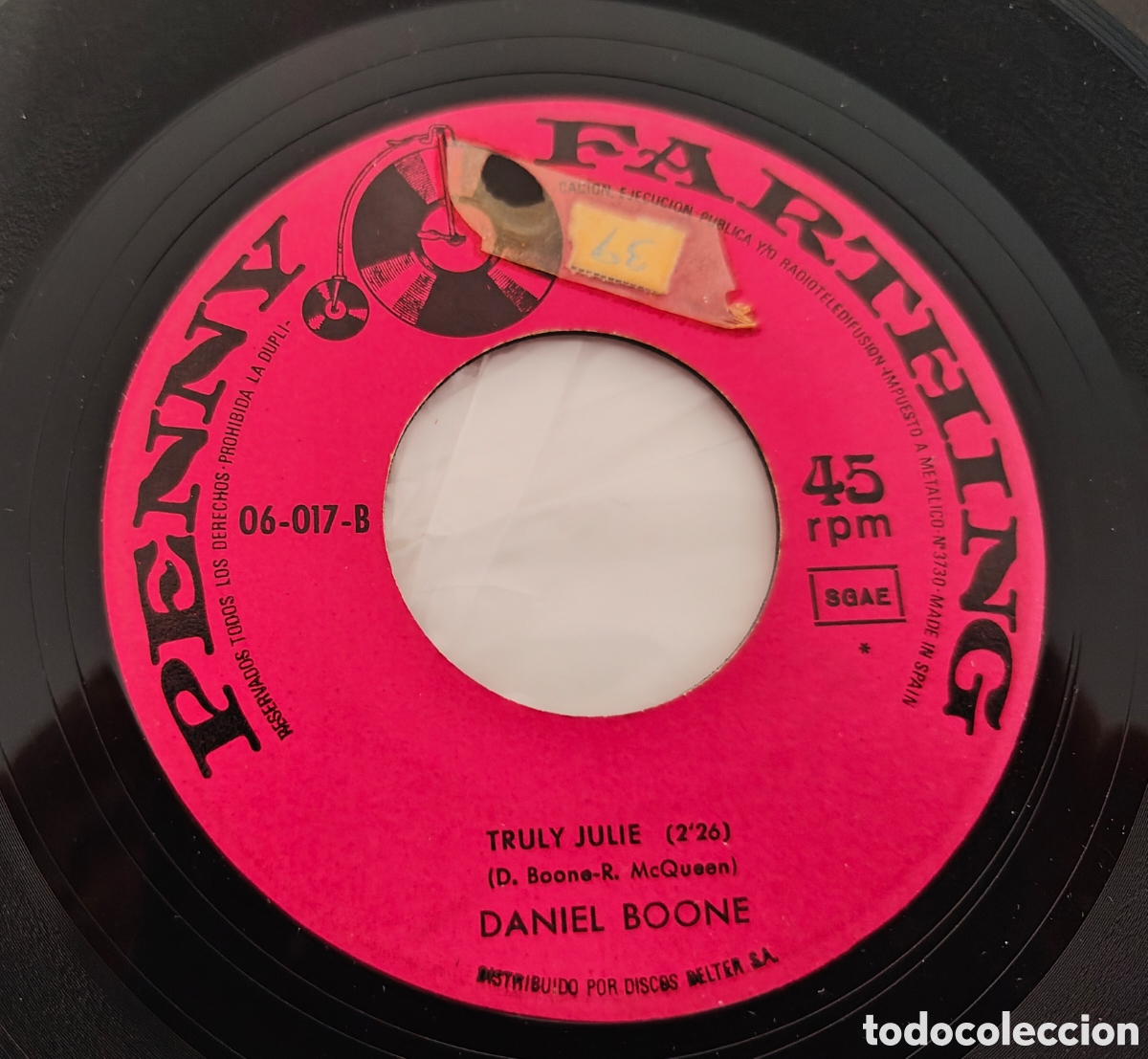 Discos de vinilo: DANIEL BOONE - Beautiful Sunday (1972) disco de vinilo single - Foto 2