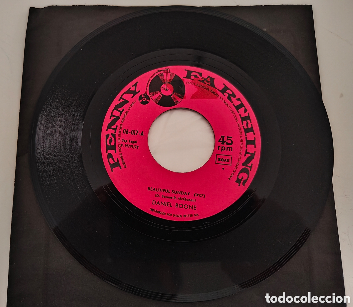 Discos de vinilo: DANIEL BOONE - Beautiful Sunday (1972) disco de vinilo single - Foto 3