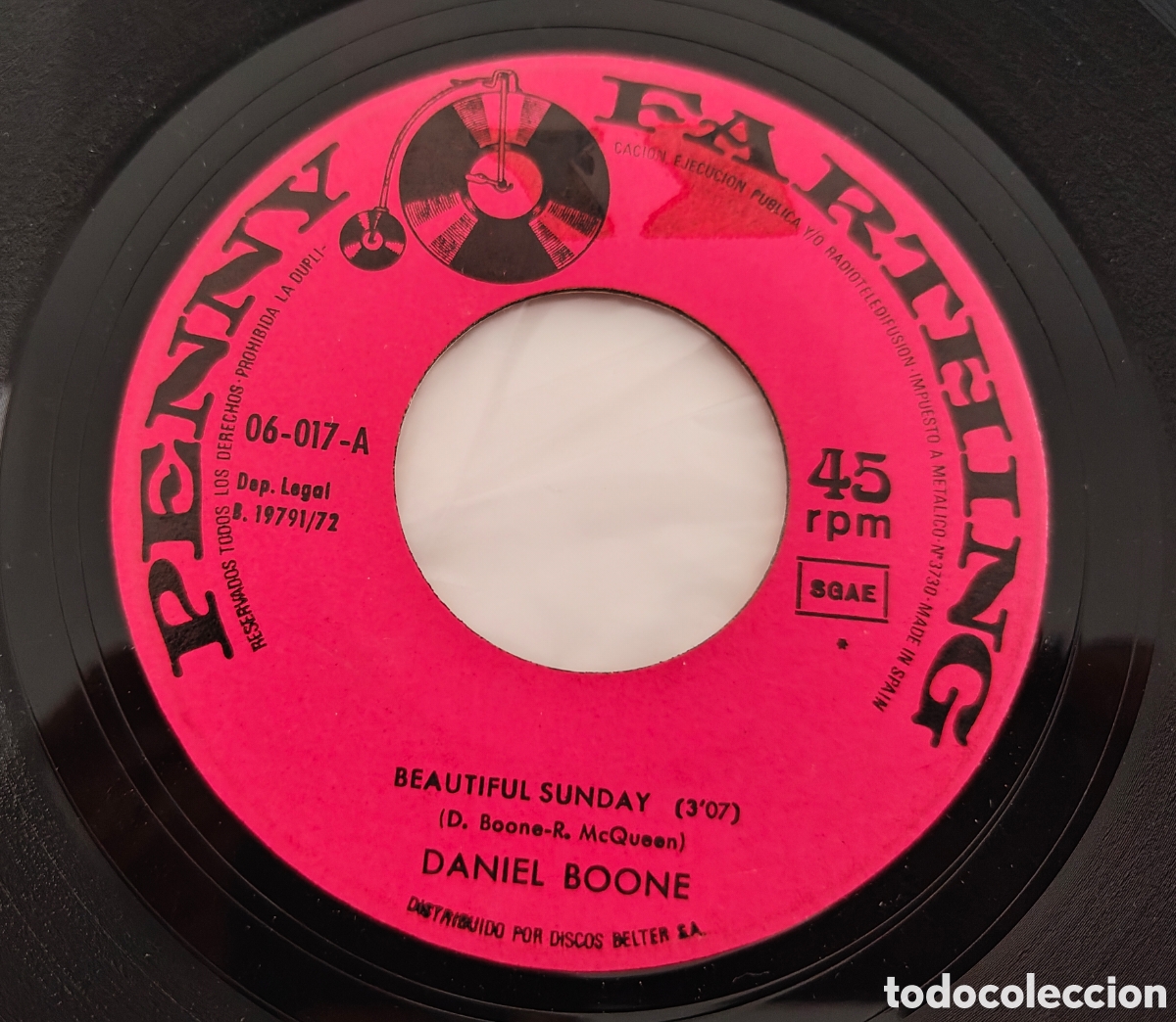 Discos de vinilo: DANIEL BOONE - Beautiful Sunday (1972) disco de vinilo single