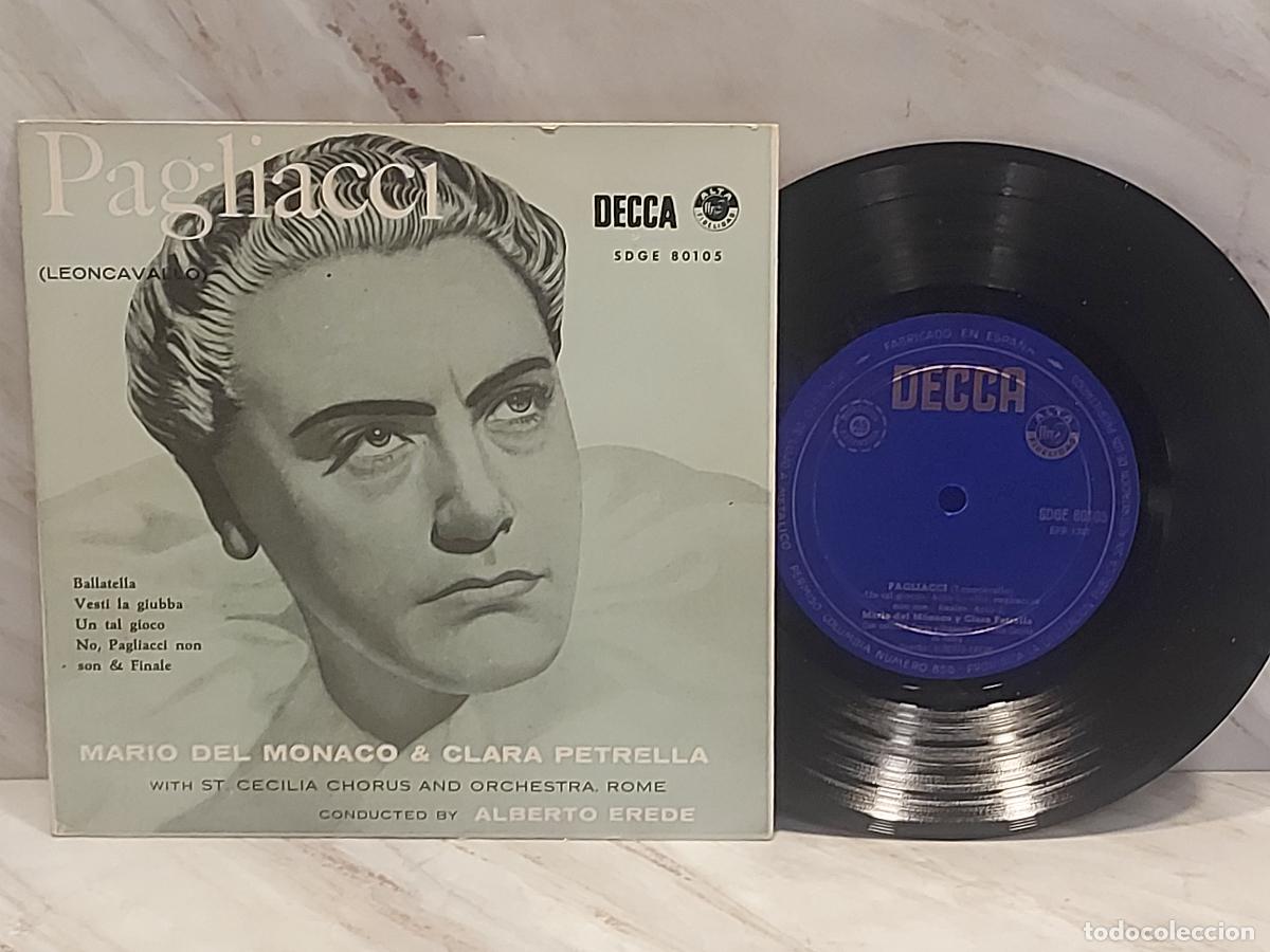 Discos de vinilo: PAGLIACCI | MARIO DEL MONACO & CLARA PETRELLA | EP-DECCA SDGE 80105 | MBC ***