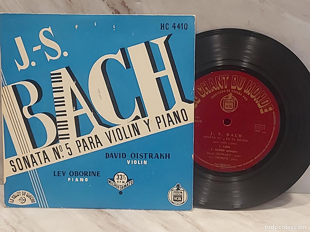 Discos de vinilo: BACH | SONATA N.&ordm; 5 | OISTRAKH & OBORINE | 33⅓ RPM-HISPA VOX HC 4410 | MBC ***