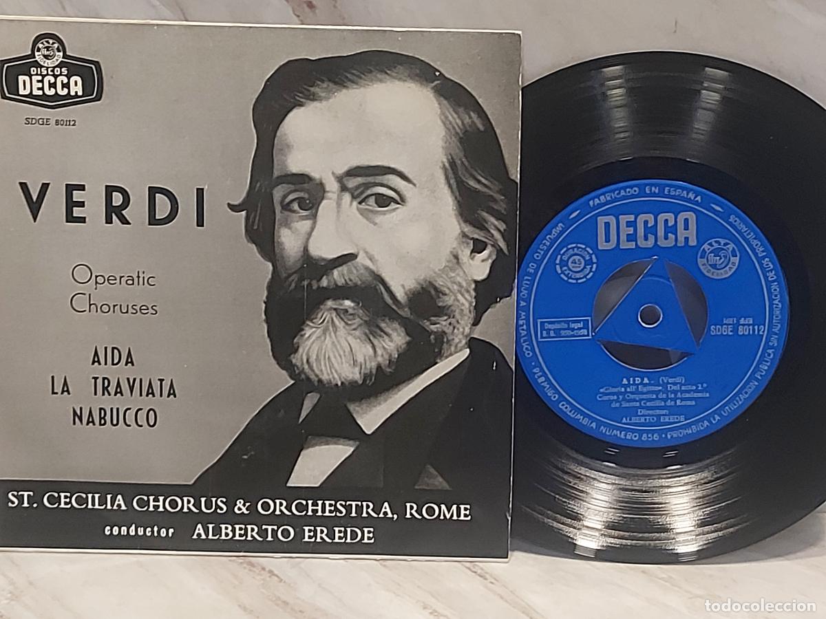 Discos de vinilo: VERDI | AIDA &middot; LA TRAVIATA &middot; NABUCCO | EP-DECCA SDGE 80112 | TRICENTRO | MBC ***