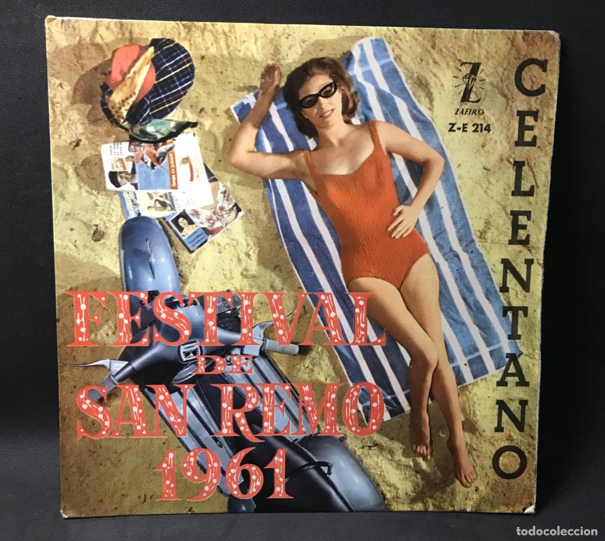 Discos de vinilo: Adriano Celentano &lrm;&ndash; Festival De San Remo 1961 - EP, 7&rdquo; - Zafiro Z-E 214 - Spain