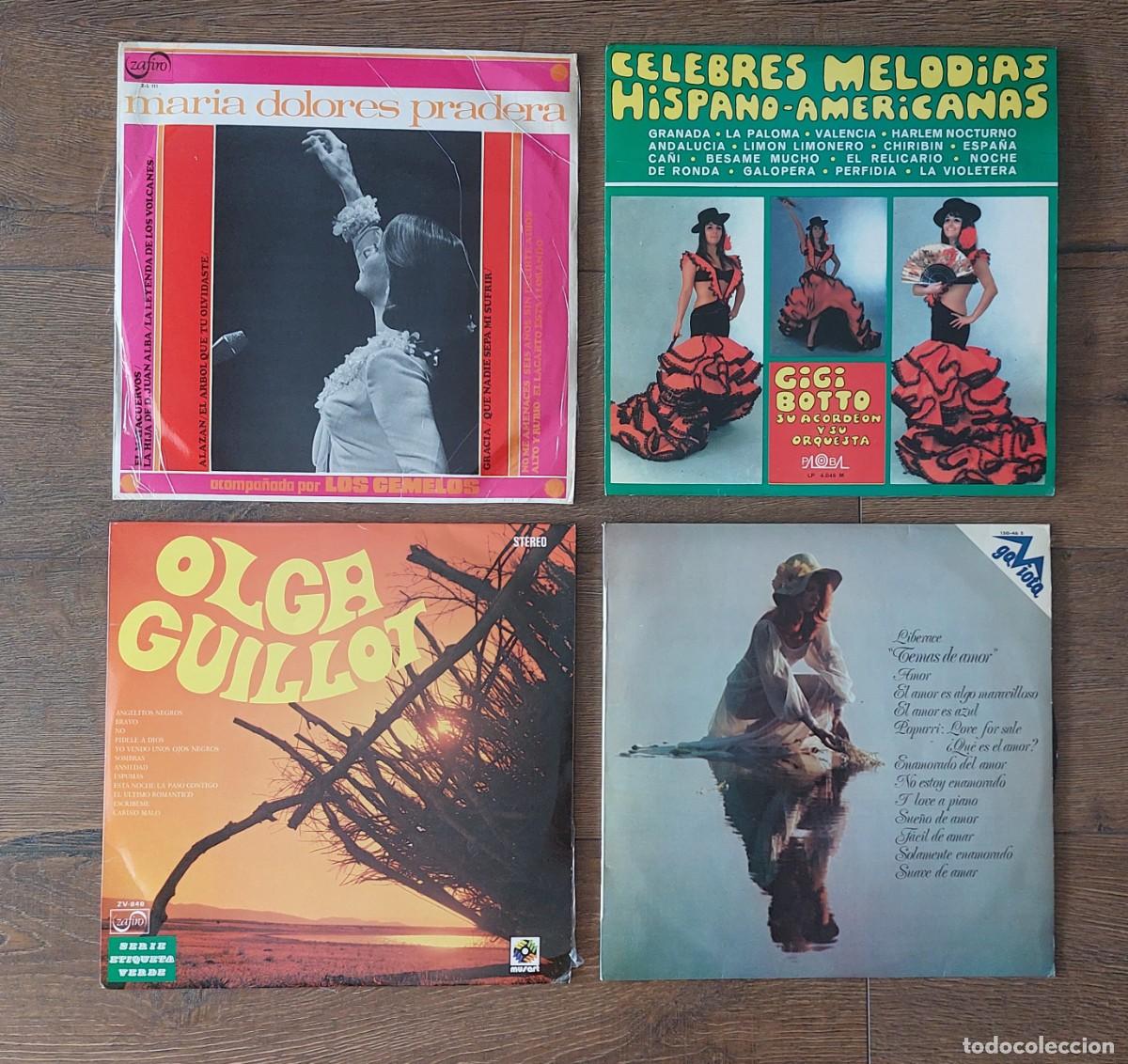 Discos de vinilo: Cuatro vinilos LP de m&uacute;sica tradicional y mel&oacute;dica.