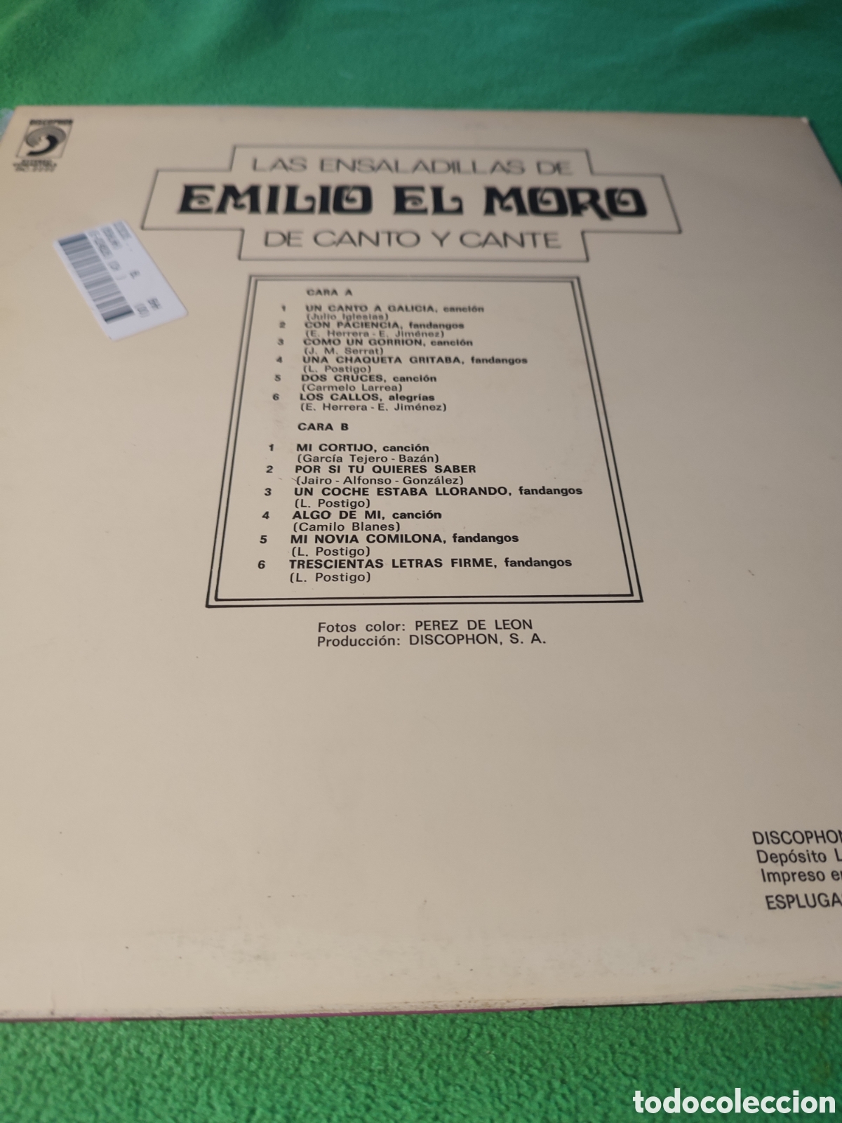 Discos de vinilo: Emilio el Moro - De canto y cante 1974 - Foto 2