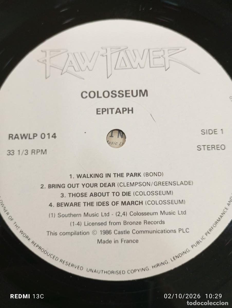 Discos de vinilo: Lp - Recopilatorio - Colosseum &ndash; Epitaph - Rock Progresivo - Gran copia - Foto 4