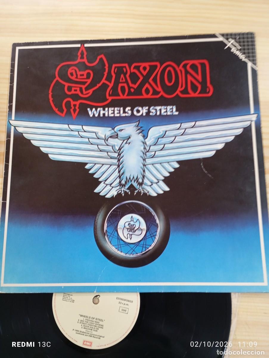 Discos de vinilo: Lp - Saxon &ndash; Wheels Of Steel - Edicion Espa&ntilde;ola - Muy buena copia