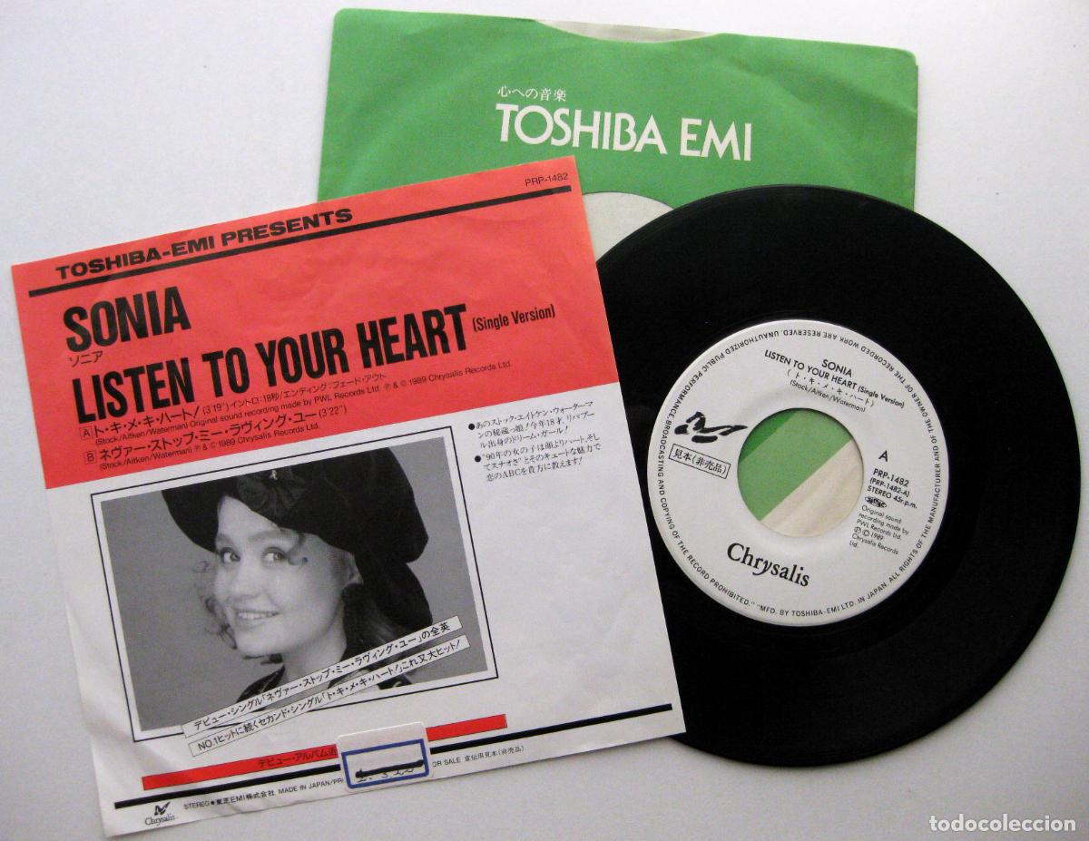Discos de vinilo: Sonia - Listen To Your Heart - Single Chrysalis 1989 PROMO Japan Japon (Edici&oacute;n Japonesa) BPY