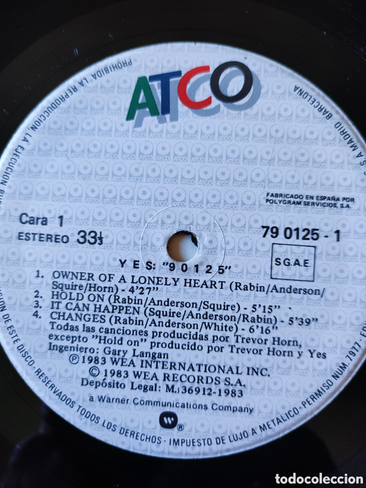 Discos de vinilo: YES - 90125 (1983) ATCO RECORDS - Foto 3