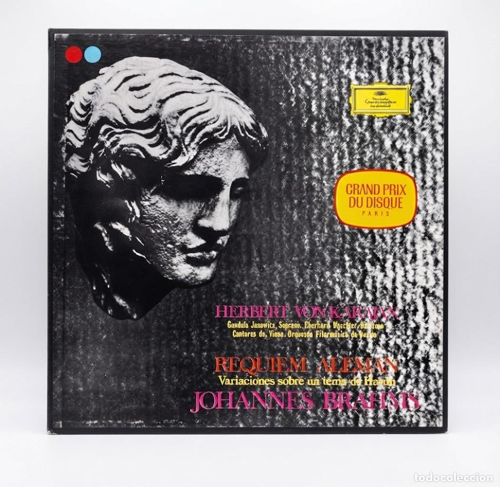 Discos de vinilo: BRAHMS - REQUIEM ALEMAN - KARAJAN - CAJA DOBLE VINILO LP - DEUTSCHE GRAMMOPHON 1968