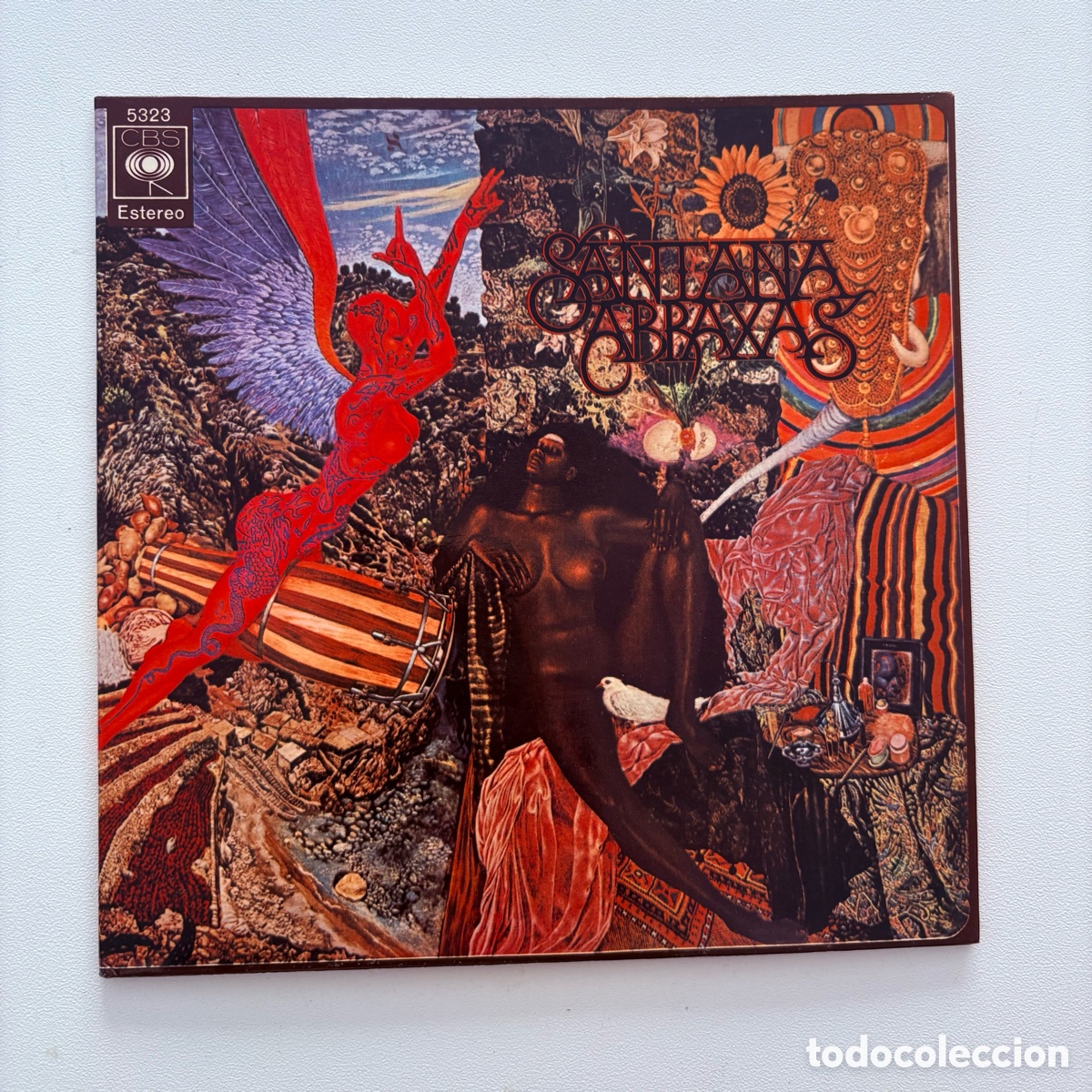Discos de vinilo: single 7'' gatefold Santana &lrm;&ndash; Abraxas edicion espa&ntilde;ola de 1970 galletas naranjas