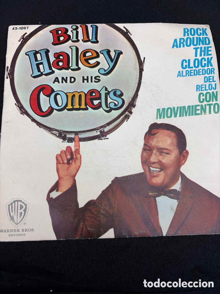 Discos de vinilo: BILL HALEY AND HIS COMETS - ROCK AROUND THE CLOCLK + CON MOVIMIENTO SINGLE SPAIN