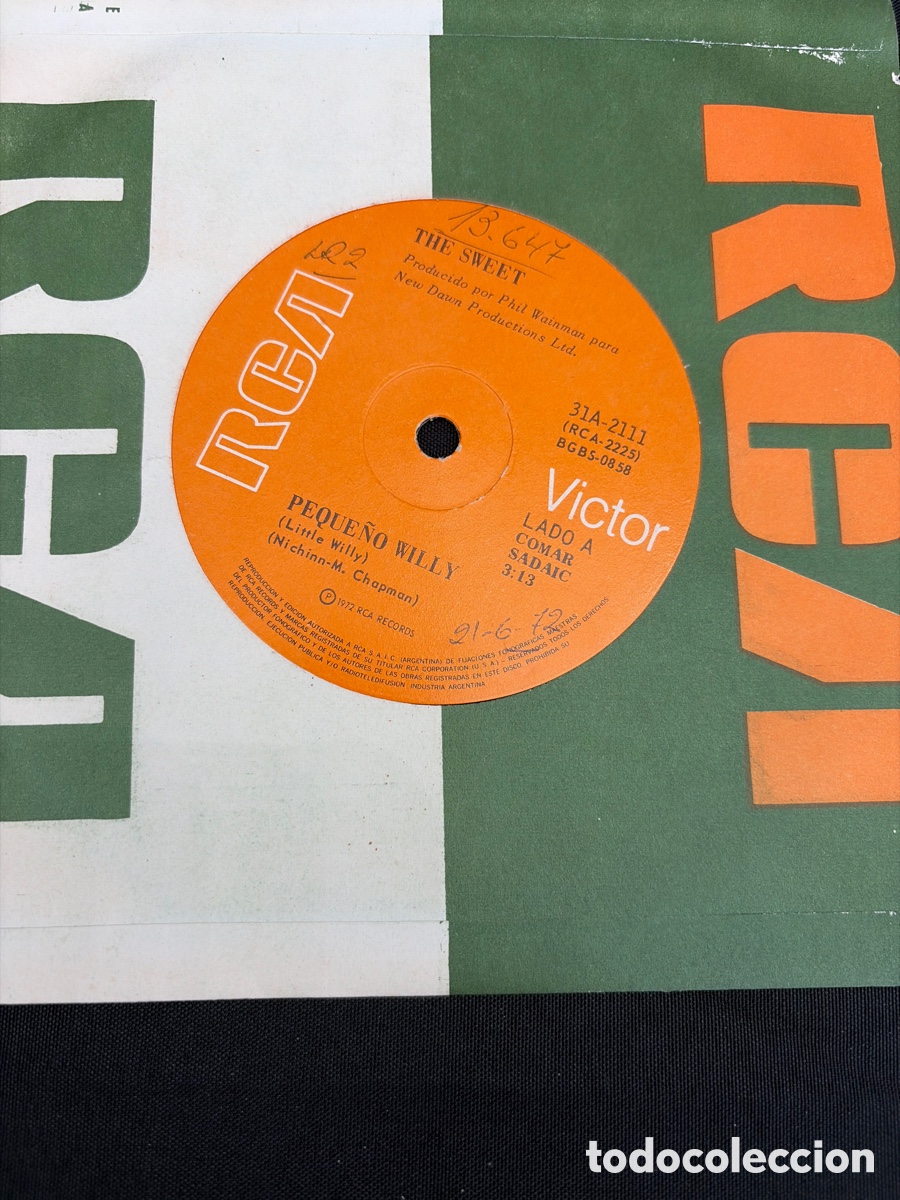 Discos de vinilo: THE SWEET - PEQUE&Ntilde;O WILLY + HOMBRE DE MECCA SINGLE SIN PORTADA ARGENTINA