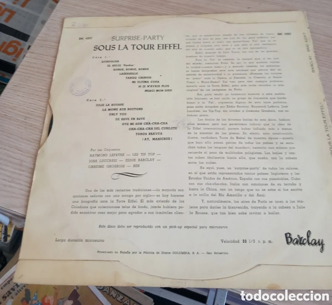 Discos de vinilo: LP Surprise Party Sous La Tour Eiffel - Foto 2