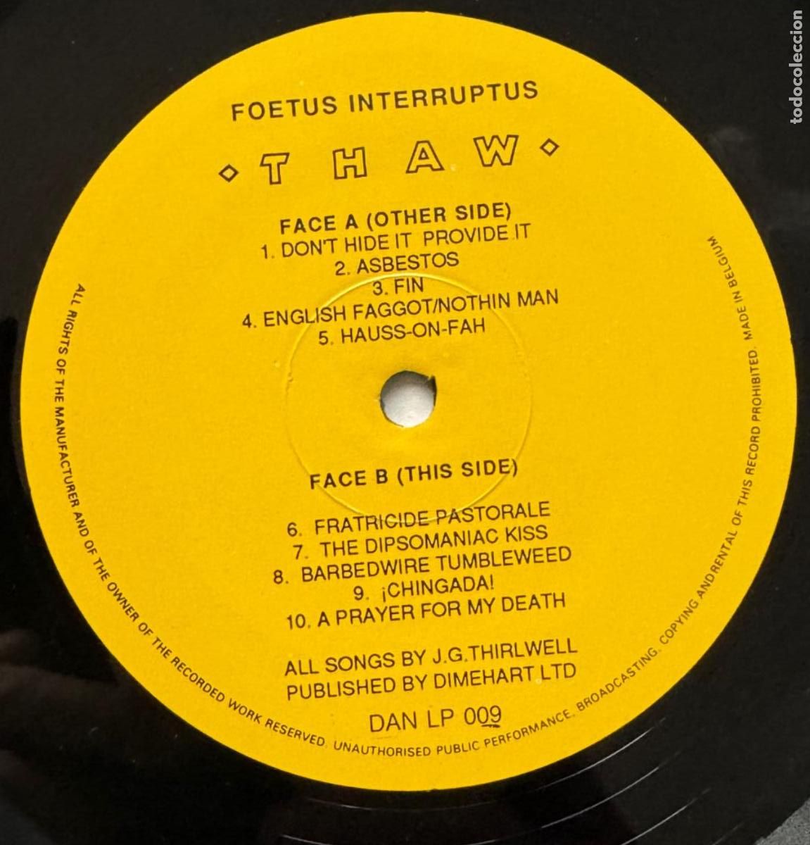 Discos de vinilo: foetus 33t interruptus (self immolation, danceteria 1988 dan lp 009) - Foto 8