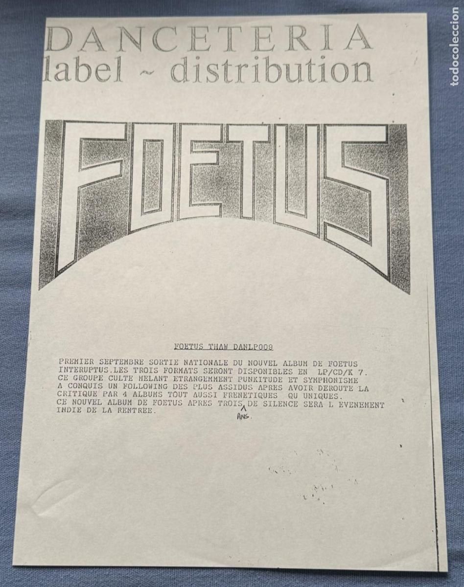 Discos de vinilo: foetus 33t interruptus (self immolation, danceteria 1988 dan lp 009) - Foto 9