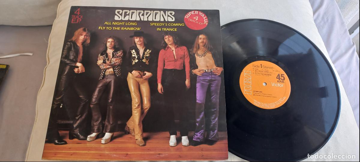 Discos de vinilo: Scorpions &ndash; All Night Long. 1979. UK. EP Vinilo, 12'' 45 RPM. RCA &ndash; PC 9402.