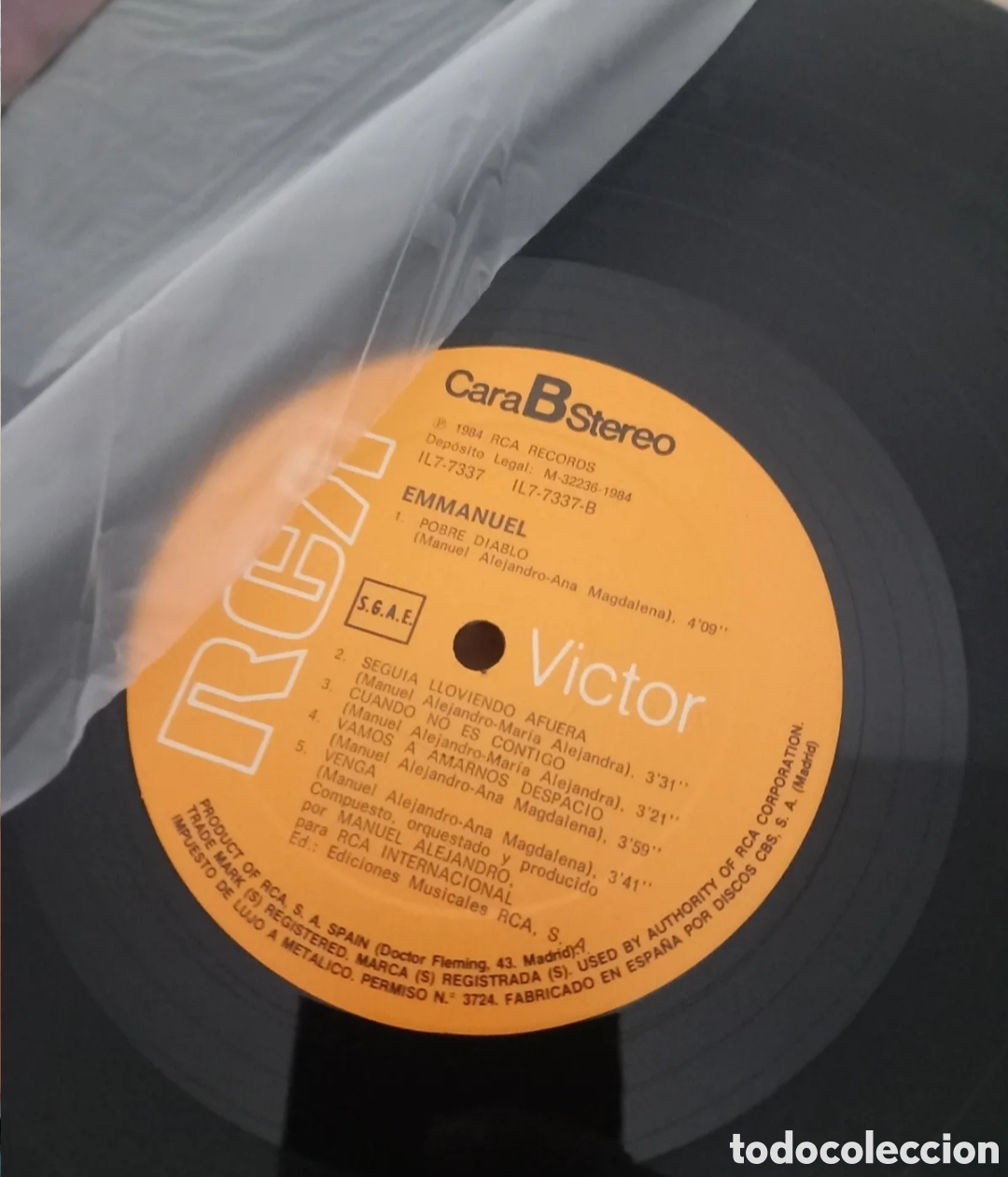 Discos de vinilo: LP Emmanuel Hom&oacute;nimo 1984 - Foto 3