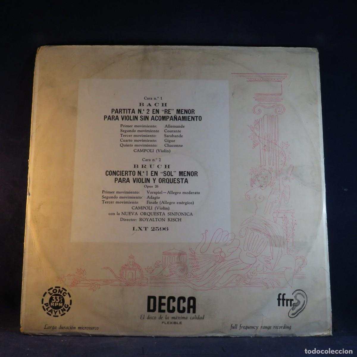 Discos de vinilo: BACH, BRUCH, CAMPOLI, ROYALTON KISCH &ndash; PARTITA NO. 2 EN RE MENOR VIOL&Iacute;N, CONCIERTO PARA VIOL&Iacute;N - LP