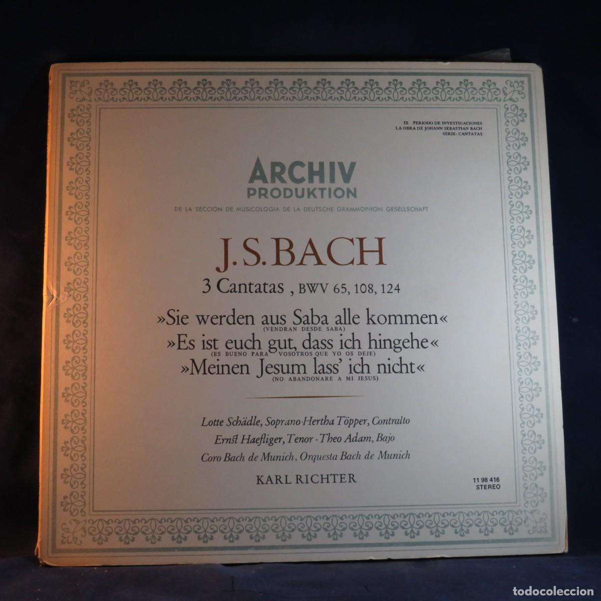 Discos de vinilo: BACH, SCH&Auml;DLE, T&Ouml;PPER, HAEFLIGER... - 3 KANTATEN, BWV 65, 108, 124 - LP