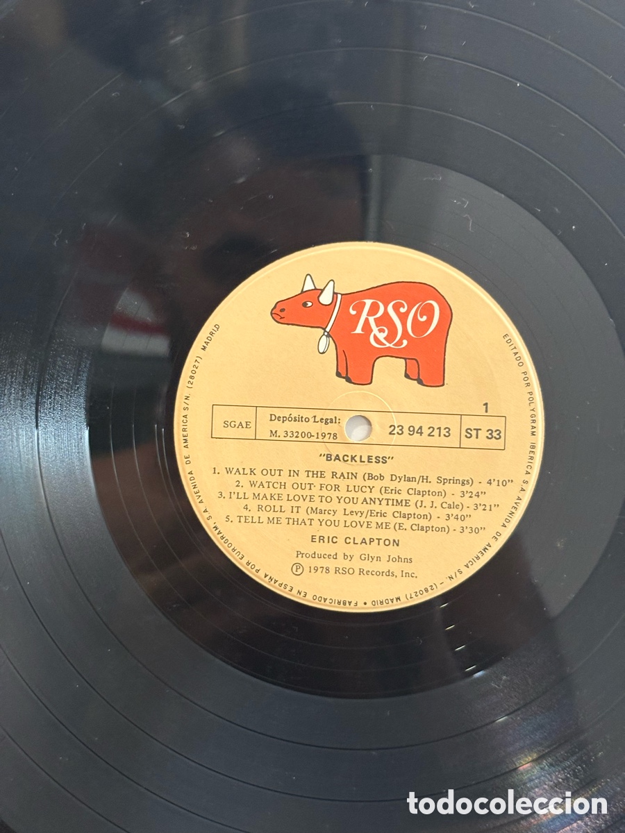 Discos de vinilo: Disco de vinilo &bull; Eric Clapton - Backless &bull; Rso R&eacute;cords 1978 - Foto 5