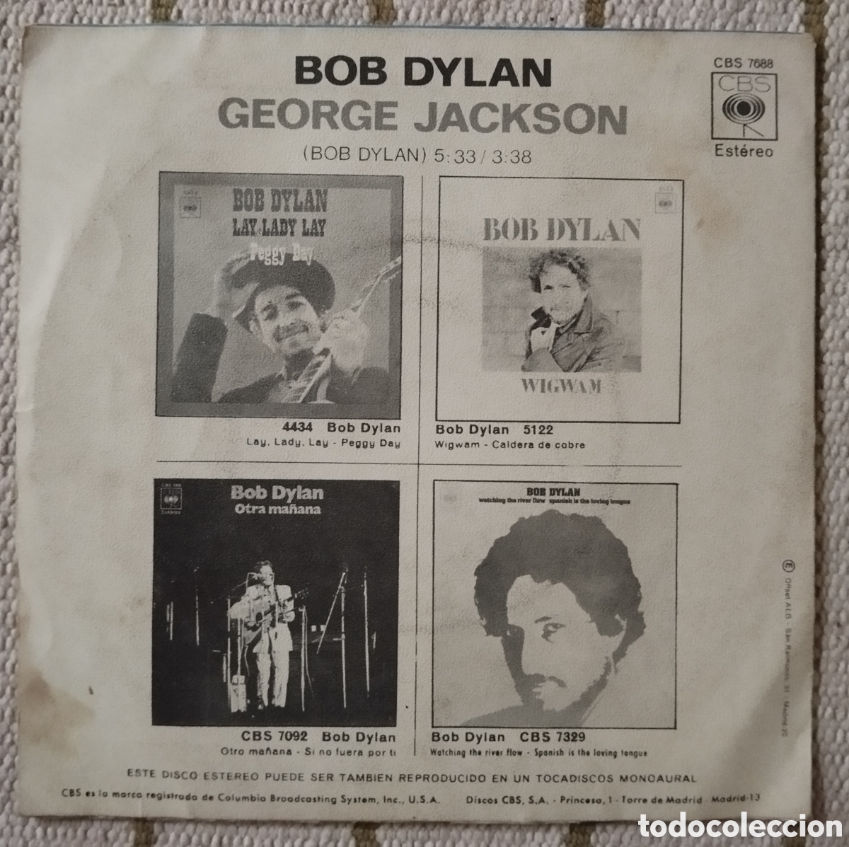 Discos de vinilo: Bob Dylan - George Jackson - single - Foto 2