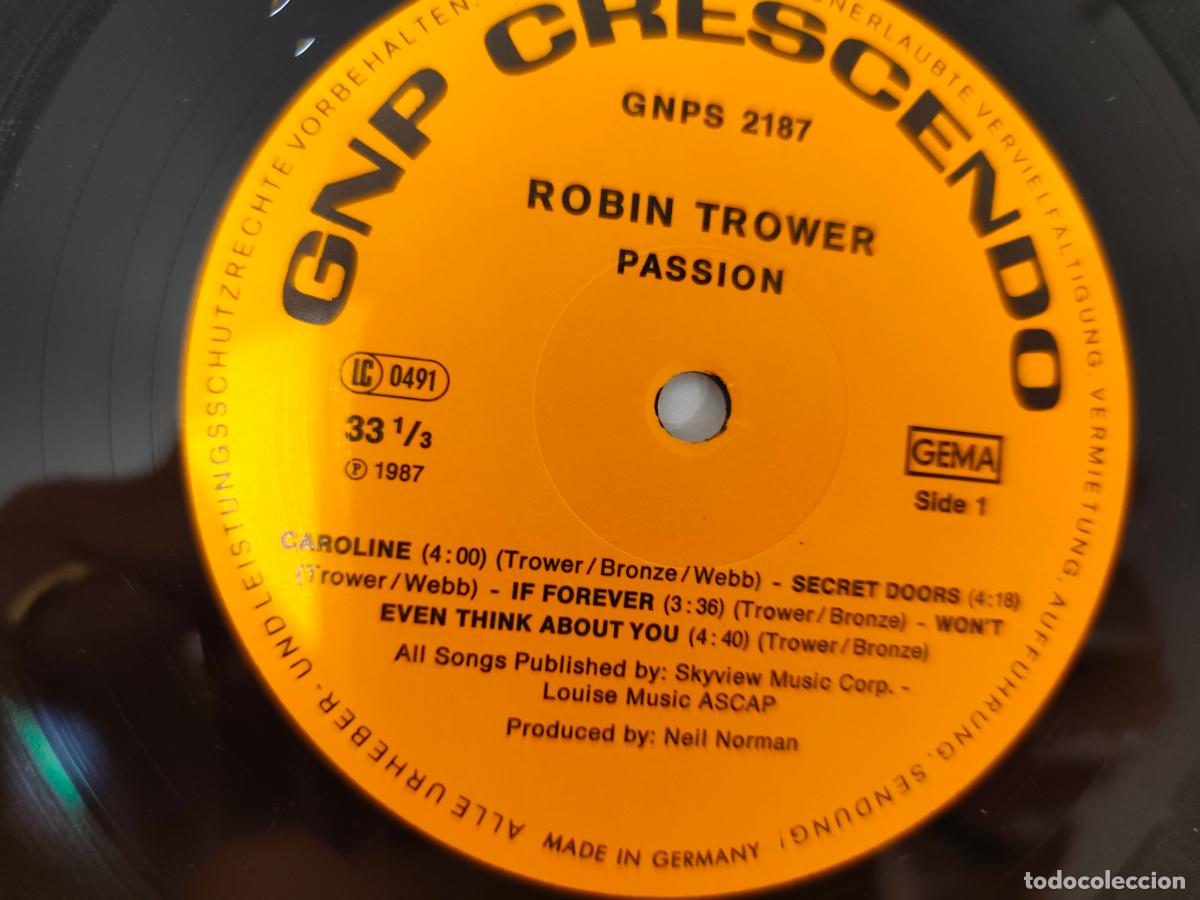 Discos de vinilo: Robin Trower &ndash; Passion- (1987) LP disco vinilo - Foto 3