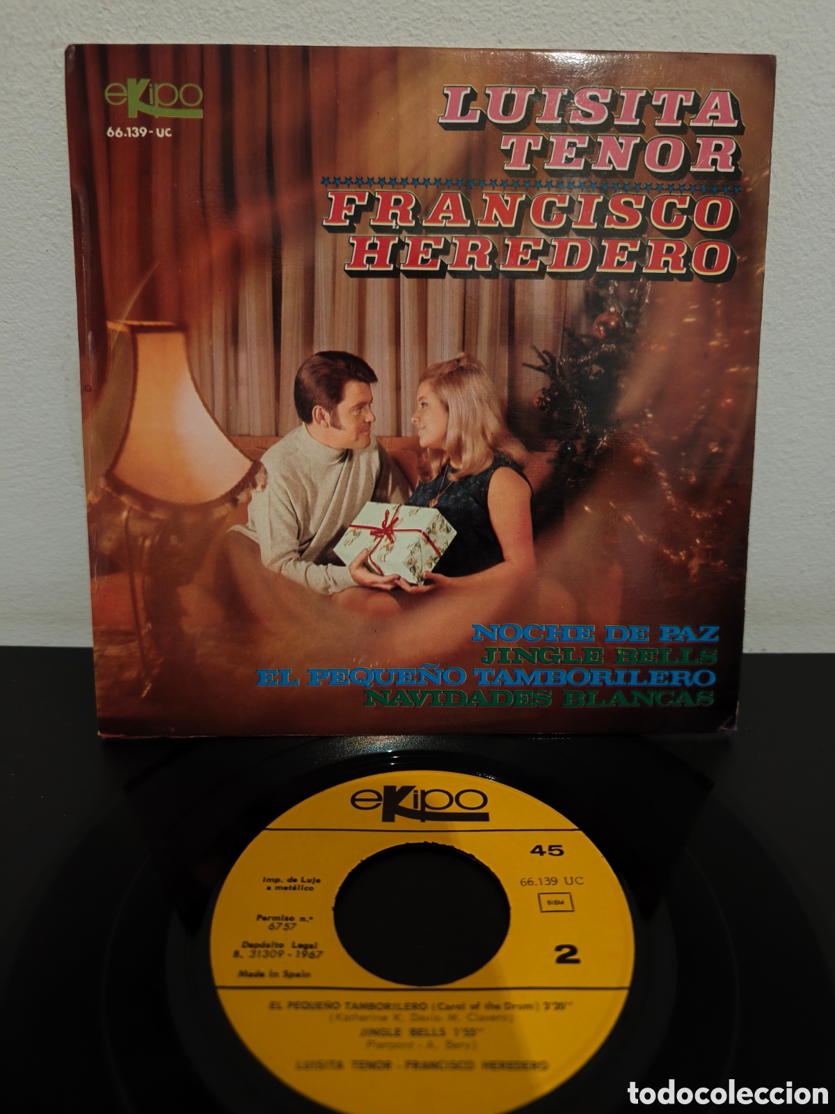 Discos de vinilo: Luisita Tenor - Francisco Heredero ​Noche de paz (Jingle Bells / El peque&ntilde;o tamborilero LGS.7