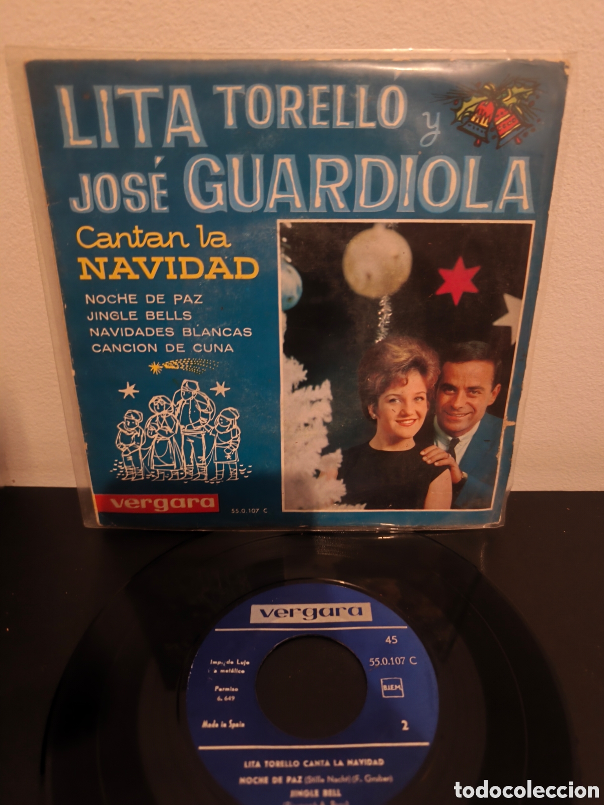 Discos de vinilo: Lita Torello y Jos&eacute; Guardiola ​Cantan la Navidad (Noche de paz / Jingle Bells / LGS.7