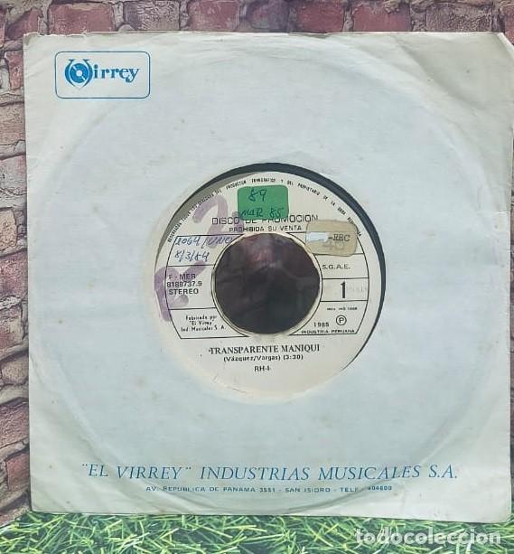 Discos de vinilo: RH+ &rdquo;Transparente Maniqui&rdquo; Single promocional edicion peruana.