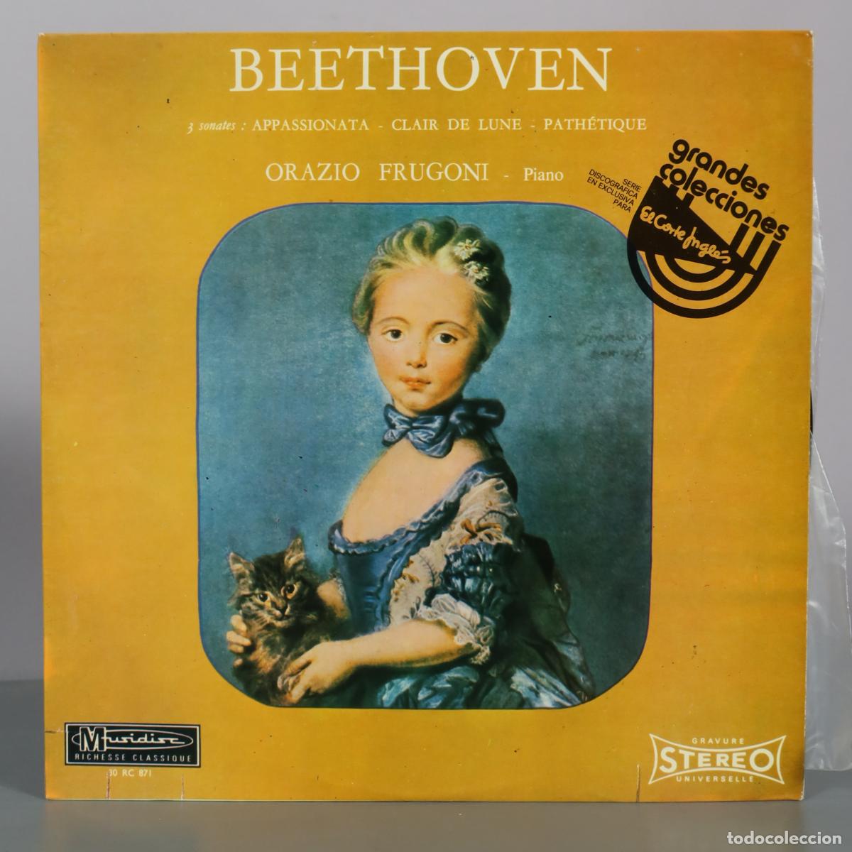Discos de vinilo: LP. Beethoven - 3 sonates : Appassionata - Clair de Lune - Path&eacute;tique - Orazio Frugoni - Musidisc