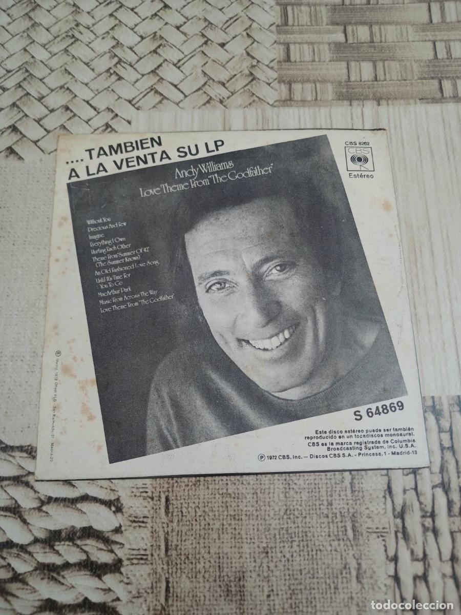 Discos de vinilo: Single Andy Williams El padrino - Foto 2