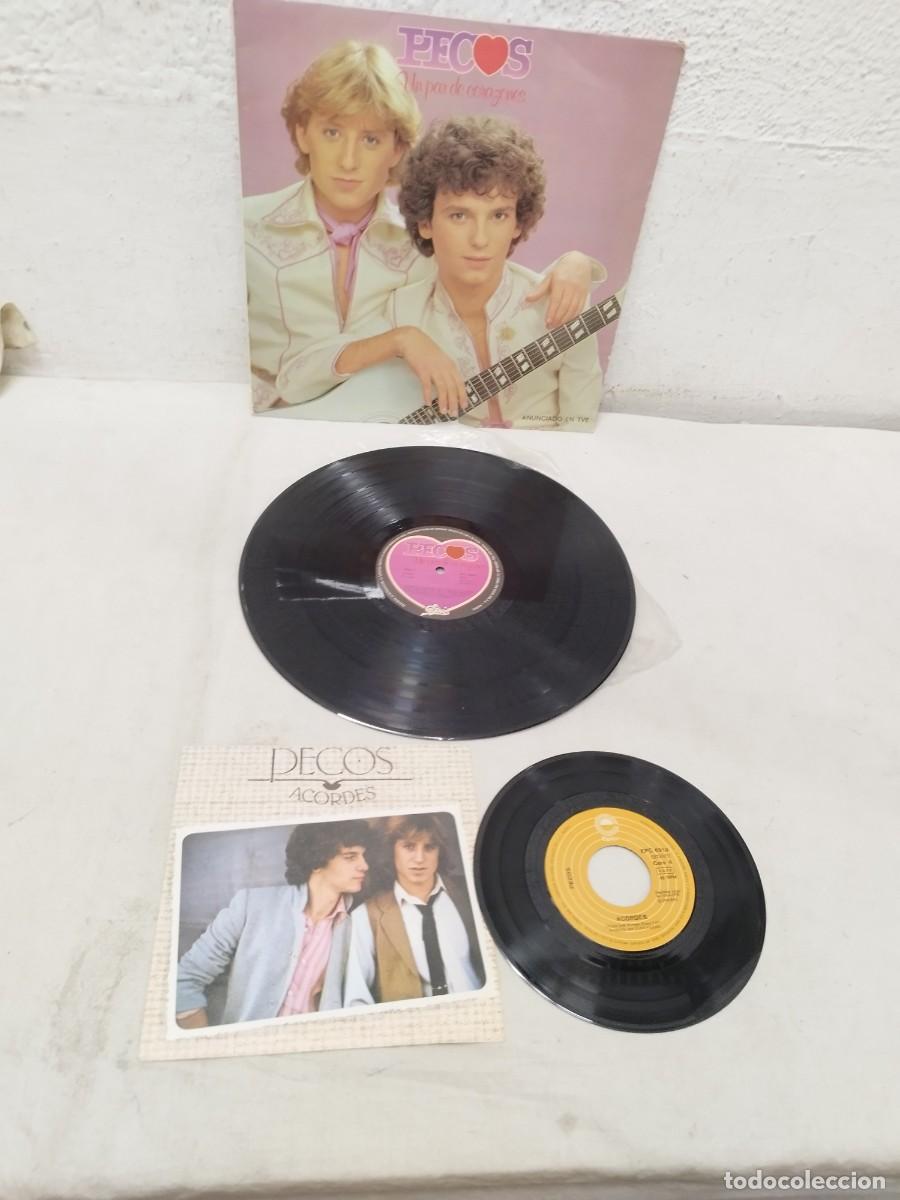 Discos de vinilo: Los Pecos. LP Un Par De Corazones + Single 7&rdquo; Acordes.