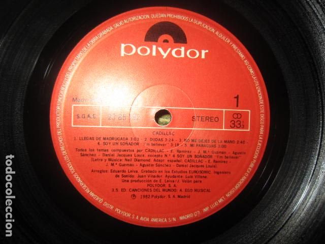 Discos de vinilo: CADILLAC - LLEGAS DE MADRUGADA LP - ORIGINAL ESPA&Ntilde;OL - POLYDOR RECORDS 1982 MUY NUEVO (5) SOLO DISCO