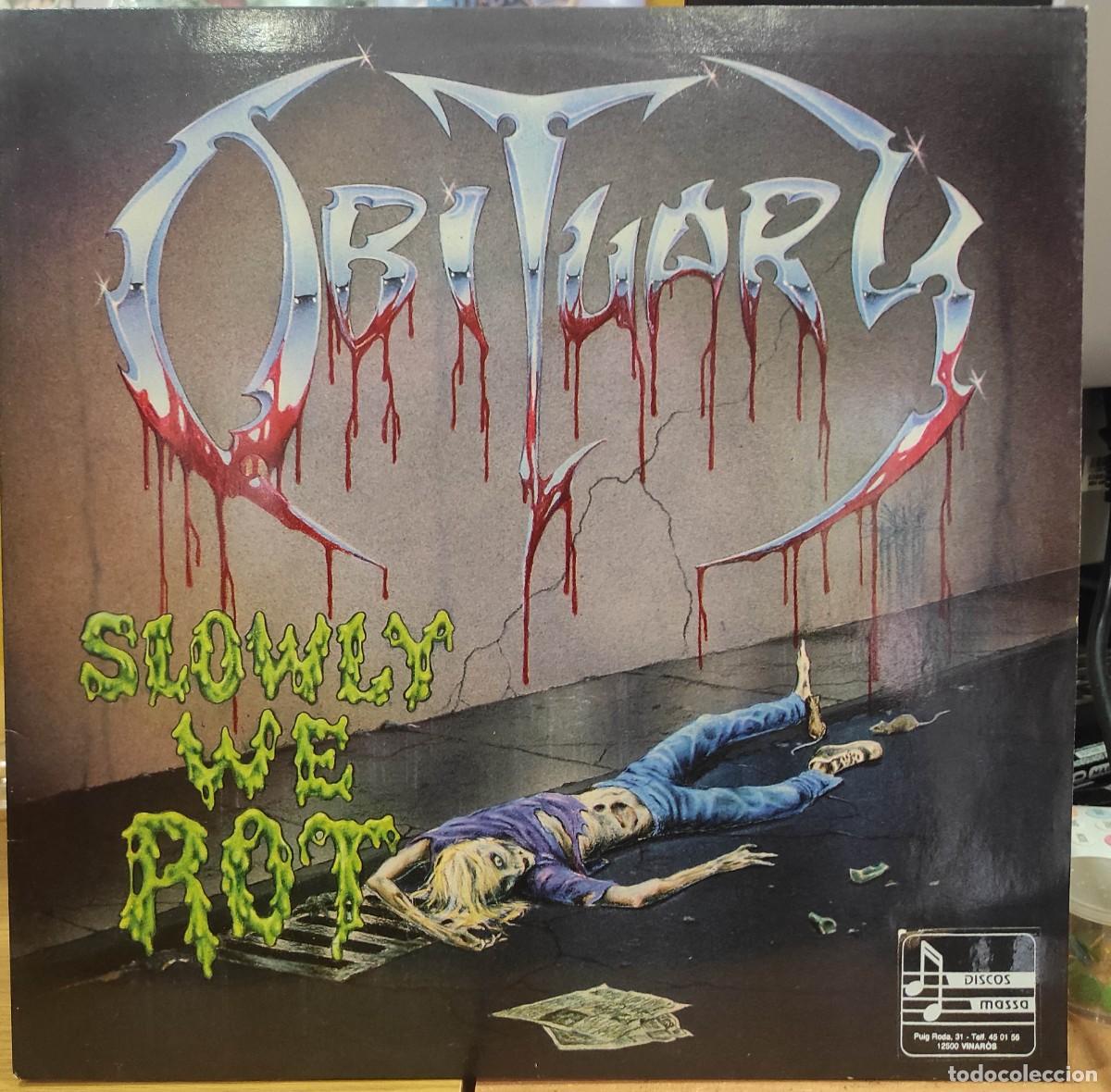 Discos de vinilo: OBITUARY - SLOWLY WE ROT &middot; LP &middot; VINYL &middot; EUROPE 1st PRESS &middot; 1989 &middot; VG+ / VG+