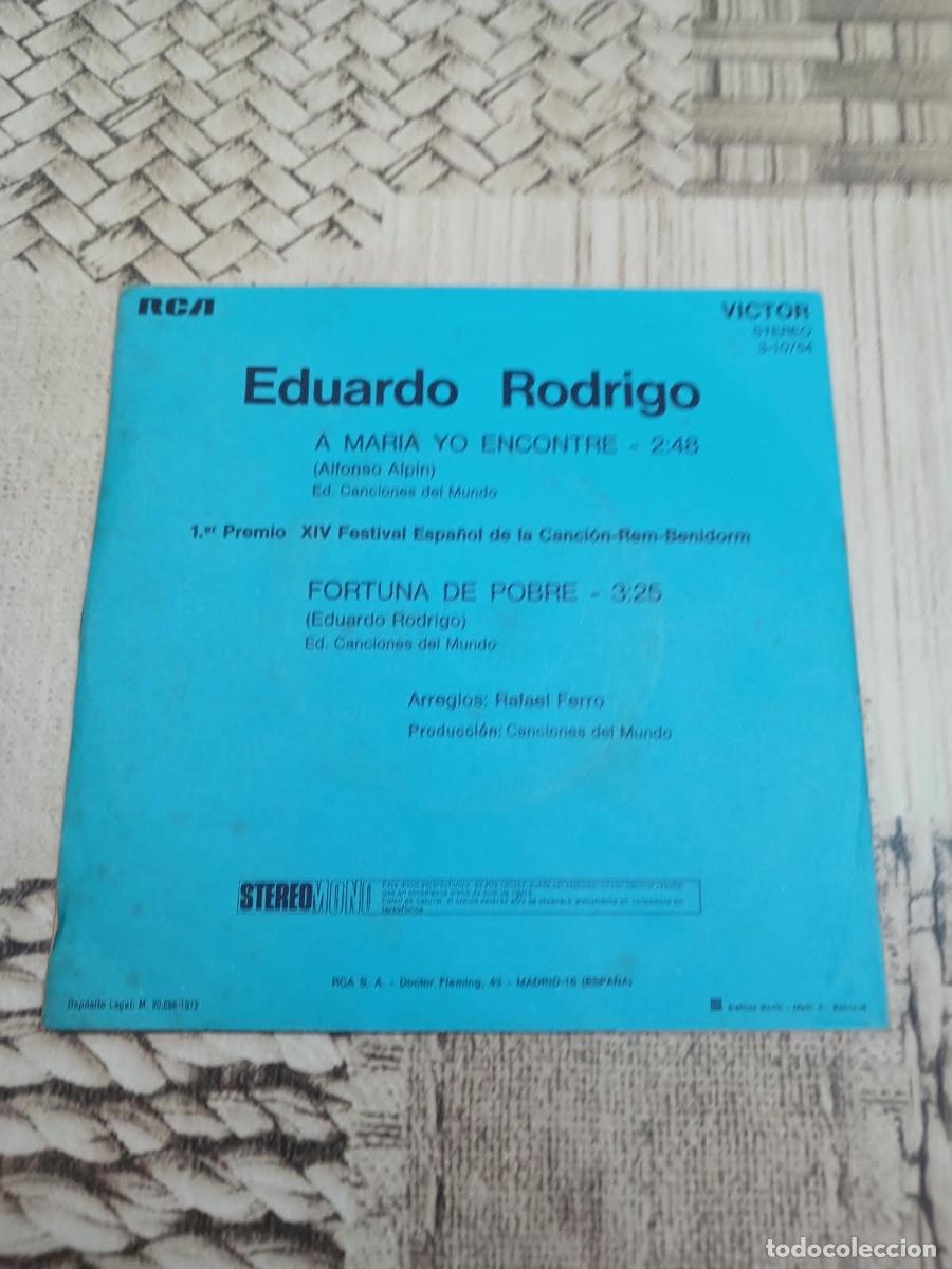 Discos de vinilo: Single Eduardo Rodrigo - Foto 2