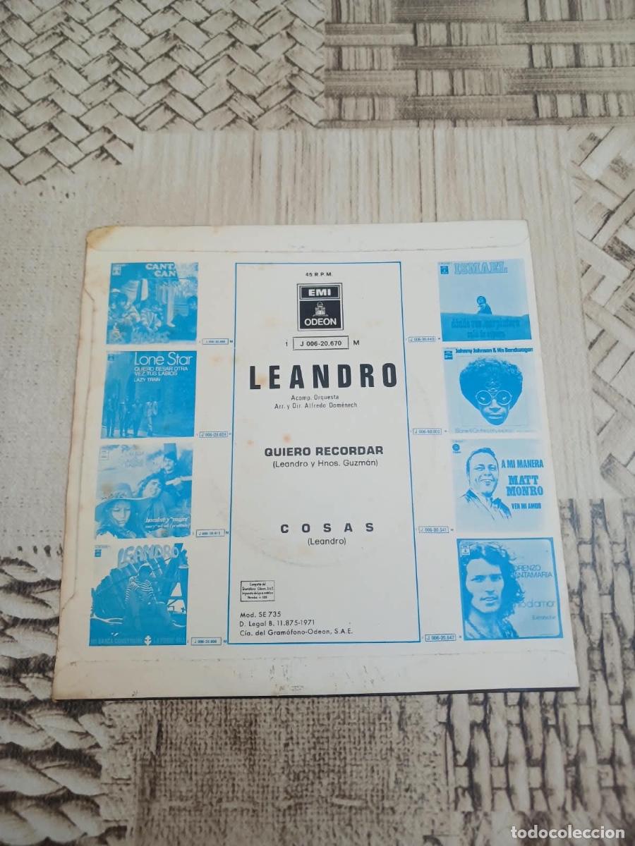 Discos de vinilo: Single Leandro &ldquo; quiero recordar cosas &ldquo; - Foto 2