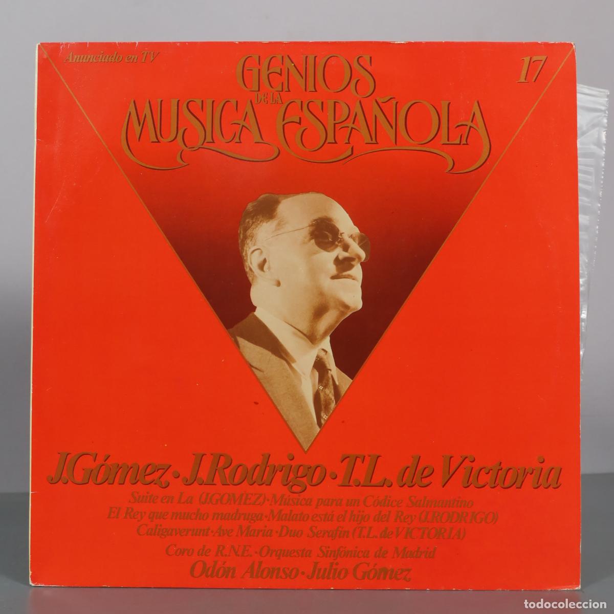 Discos de vinilo: LP. Genios de la M&uacute;sica Espa&ntilde;ola - J. G&oacute;mez - J. Rodrigo - T. L. de Victoria - Discos Zafiro