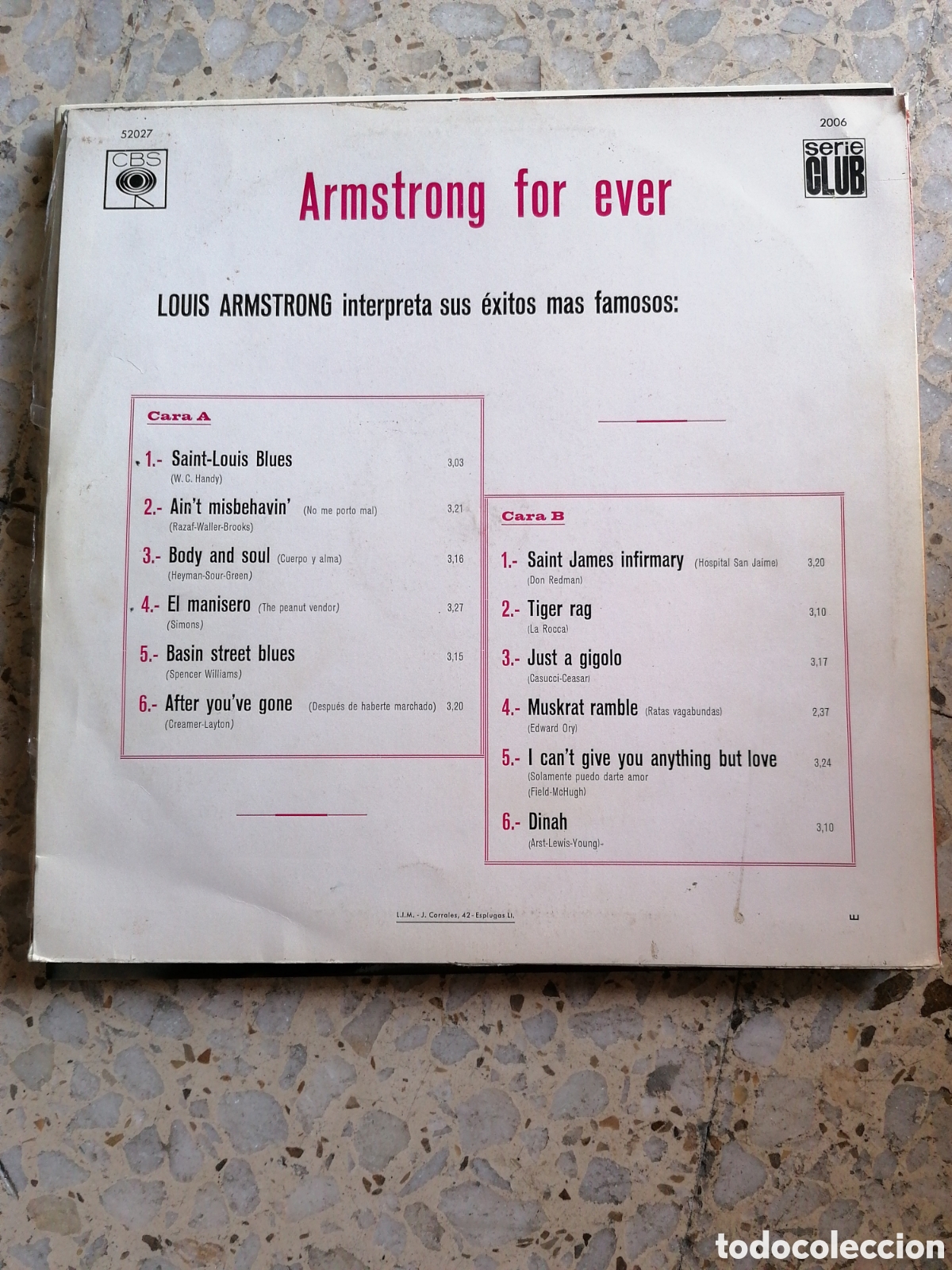Discos de vinilo: LP LOUIS ARMSTRONG FOR EVER 1966 ESPA&Ntilde;A - Foto 2