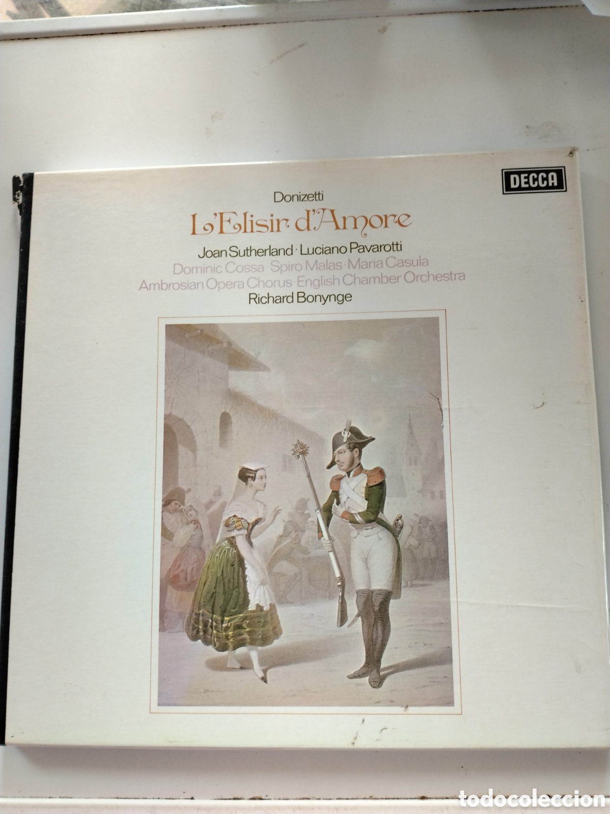 Discos de vinilo: L'ELIXIR D'AMORE - DONIZETTI - RICHARD BONYNGE - 3 LP Y LIBRETO - DECCA 1971 - SET 505.