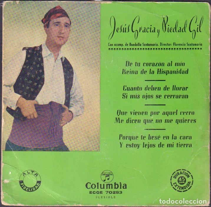 Discos de vinilo: JESUS GRACIA Y PEDAD GIL - DE TU CORAZON AL MIO, CUANTO DEBERA LLORAR.../ EP COLUMBIA RF-8044