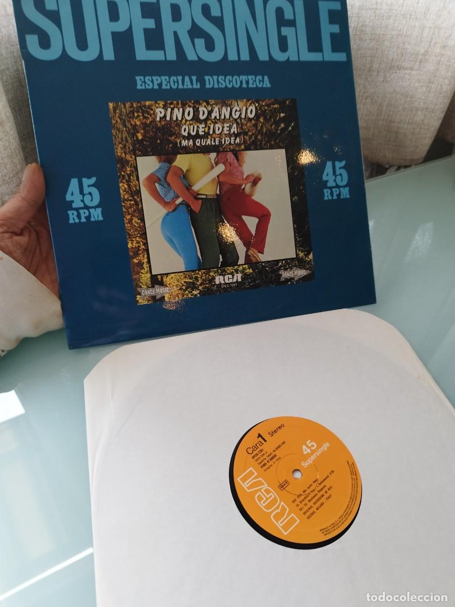 Discos de vinilo: Pino D'Angio' &ndash; Que Idea = Ma Quale Idea. Vinilo maxi single en muy buen estado.